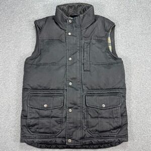 Fat Face Puffer Vest Men's Medium Gray Plaid Lined Insulated British Designed